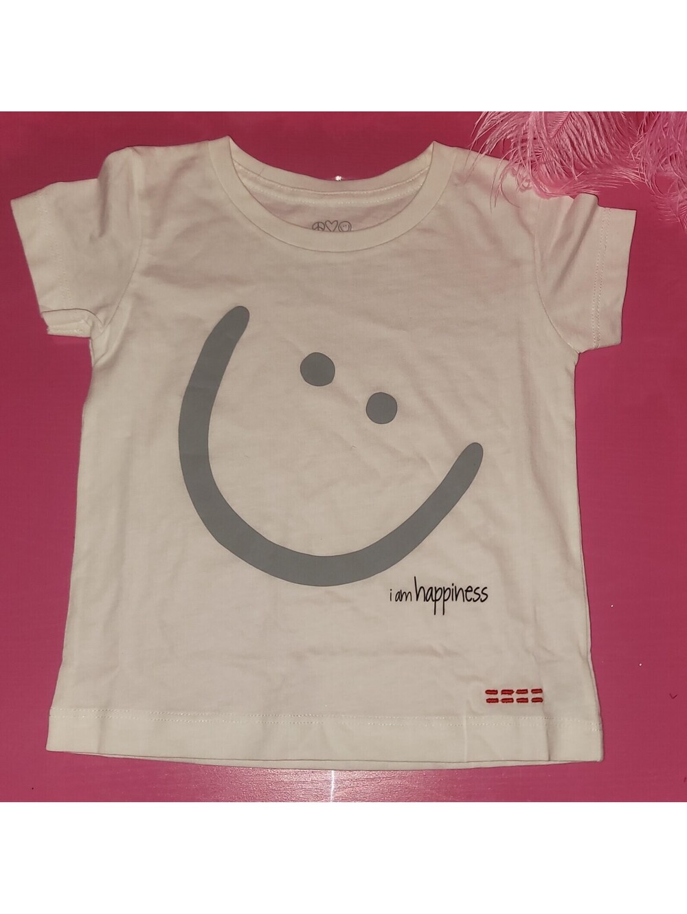 PEACE LOVE WORLD 'I AM HAPPINESS' WHITE TODDLER T-SHIRT 12 MONTHS NEW
